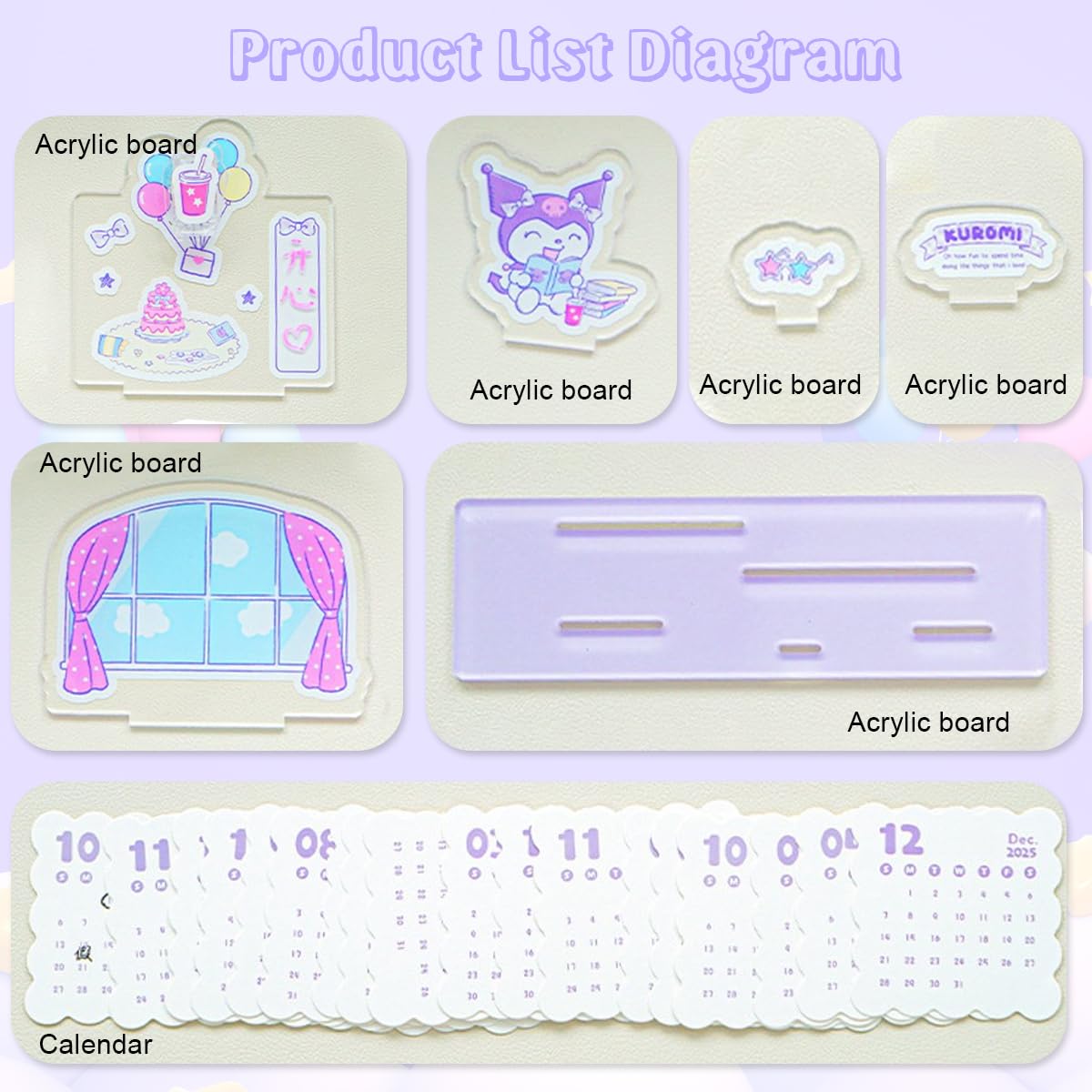 HASTHIP Desk Calendar for 2025 with Sanrio Kuromi Theme featuring Acrylic Design | Monthly Planner