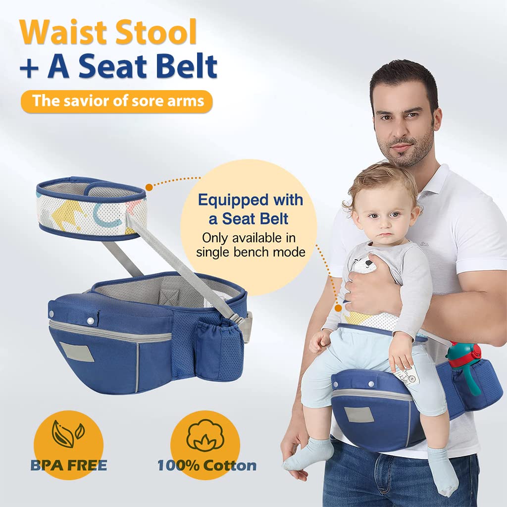 SNOWIE SOFT® 7 in 1 Baby Carrier with Seat Belt and Lumbar Support for Newborn to Toddler, Soft and Breathable Baby Carry Bags for 0-36 Months Baby (22-40lbs)