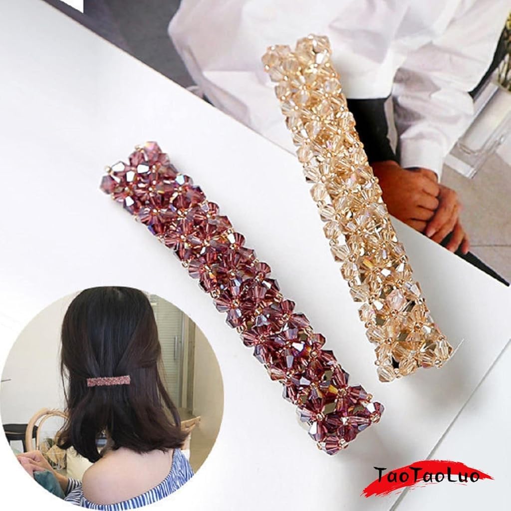 ZIBUYU Hair Pins for Women featuring 8.5 cm French Barrette Clips with Crystal Beads | 6Pcs Gift Set