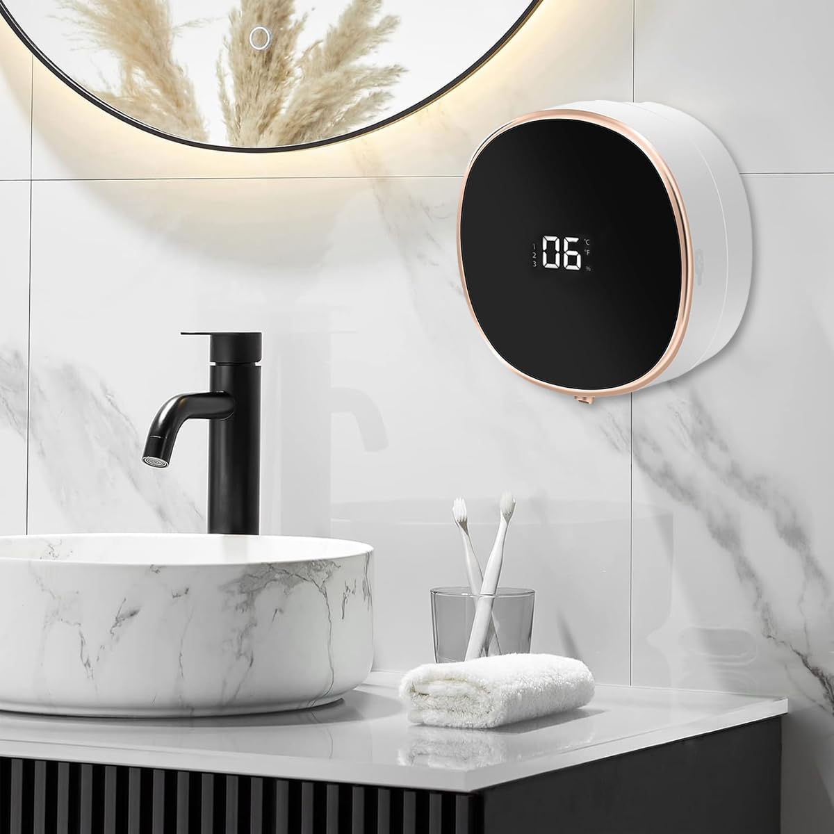 HASTHIP Soap Dispenser for Bathroom with 280ml Capacity and 3 Adjustable Bubble Levels | Automatic Foaming Sensor Design