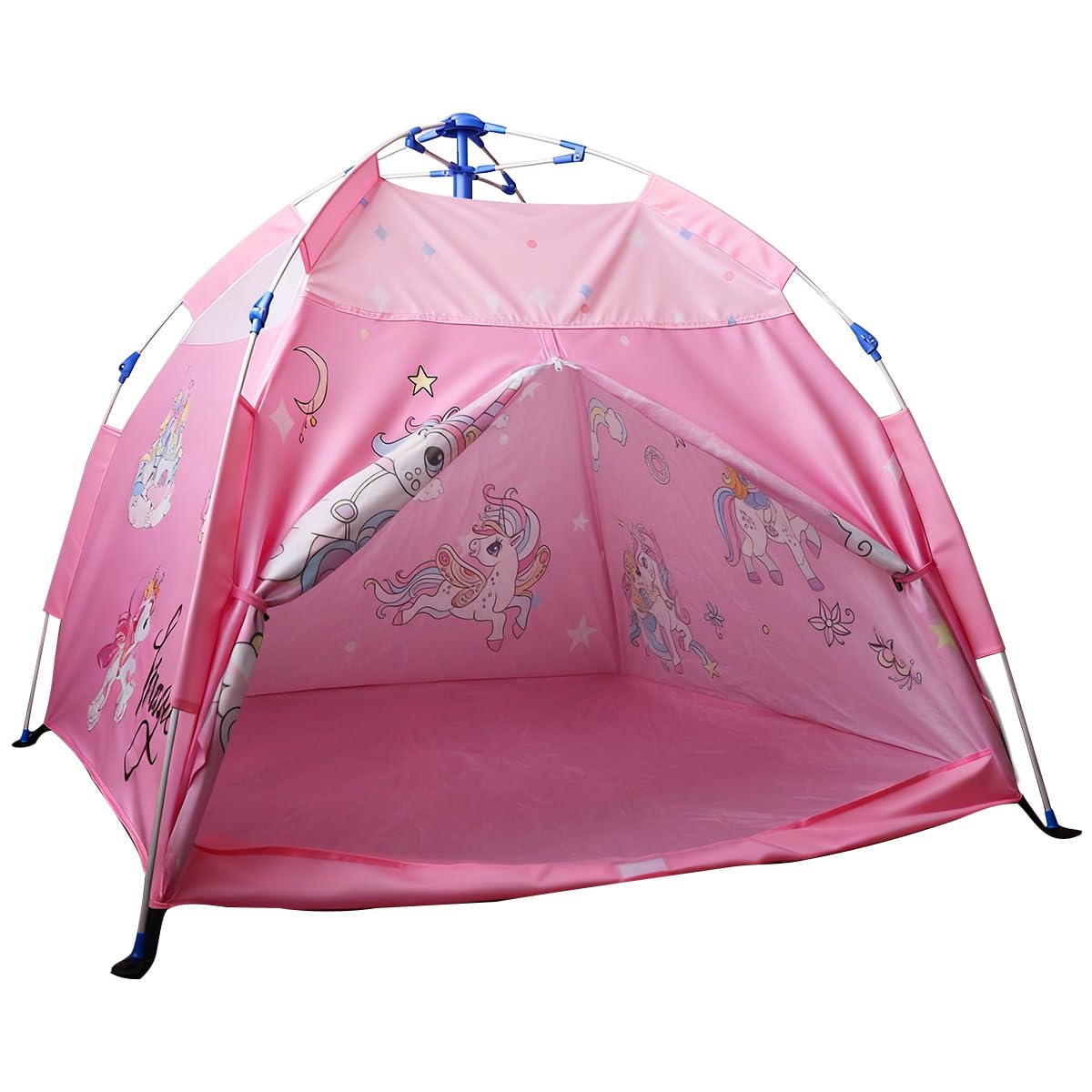 PATPAT Pop Up Play Tent for Kids 130x128x110cm with Mesh Roof and Zip Up Door | Pink Unicorn Design