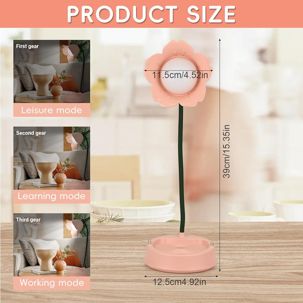 ELEPHANTBOAT Desk Lamp for Reading with 3 Color Dimmable LED & Touch Sensor | USB Rechargeable 1200mAh Flexible Arm Light