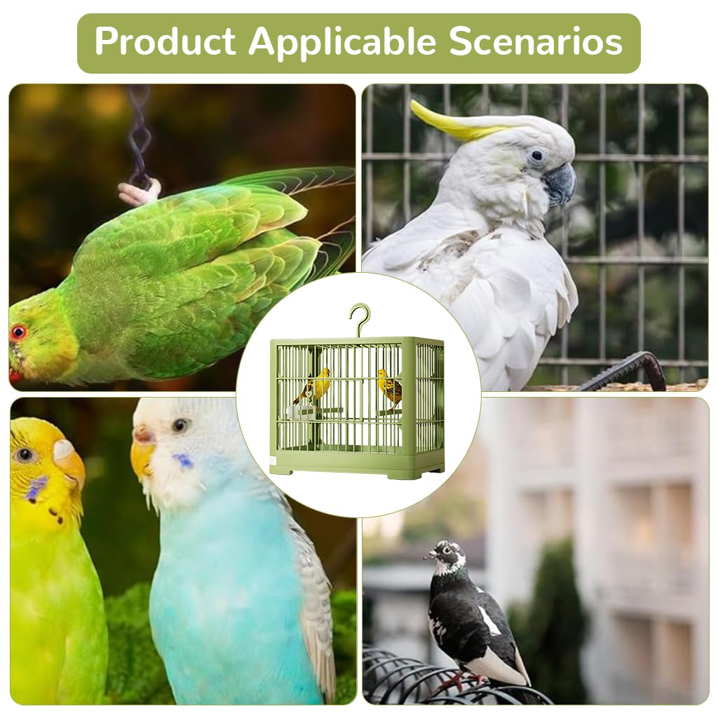 Qpets Foldable Travel Bird Cage for Small Birds with Perch Food Tray and Water Cup | Portable Quick Setup Carrier