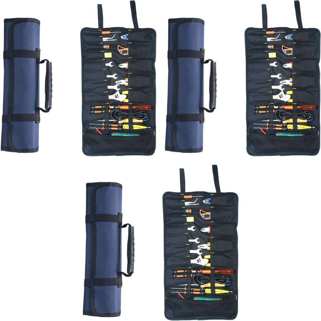 Serplex Roll Up Tool Bag for Mechanics and DIY Use with 20 Pockets and 600D Oxford | 3 PCS Portable Organizer