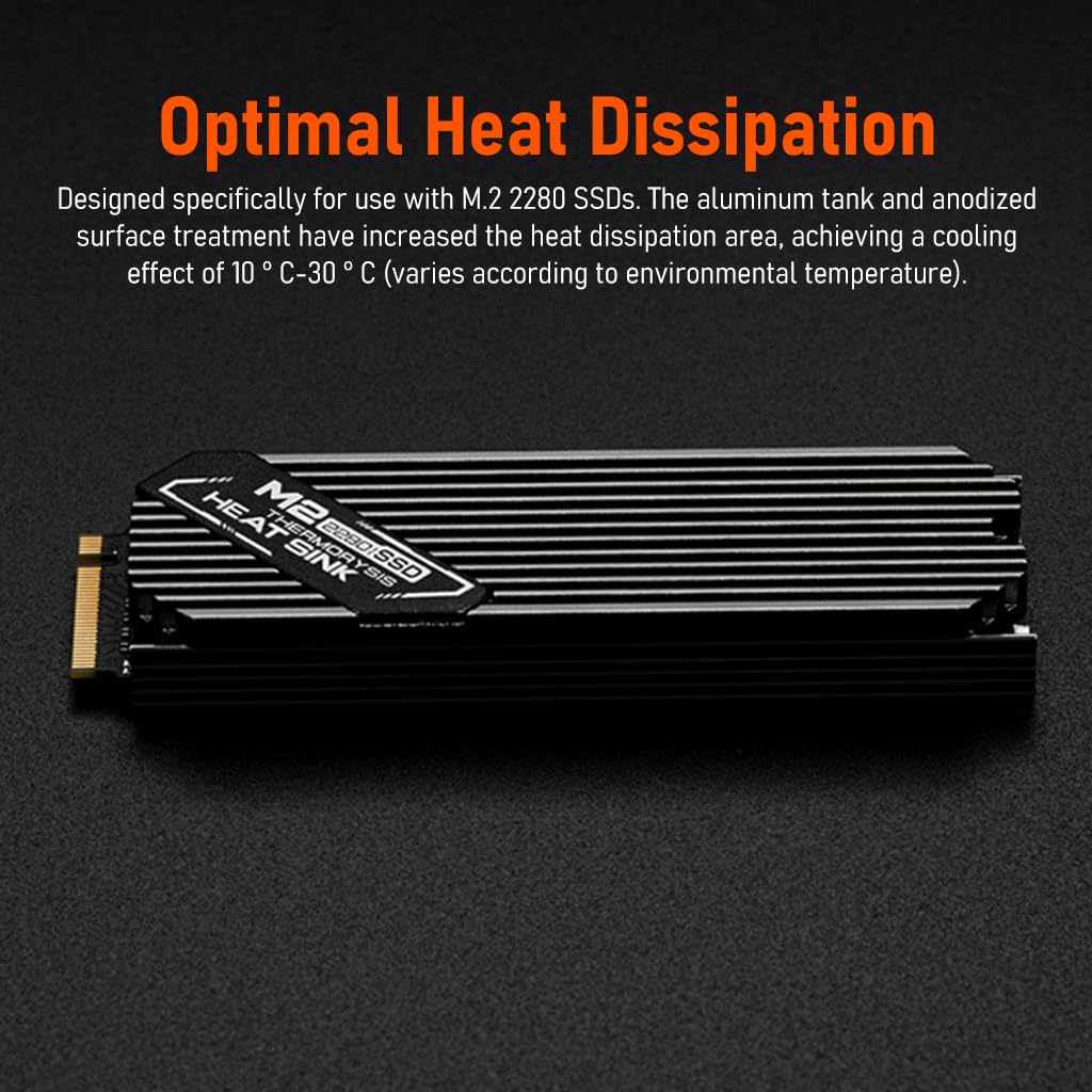 ZORBES M.2 SSD Heatsink for 2280 NVMe and SATA Drives with Dual-Sided Clips | Aluminum Alloy Cooling Pad