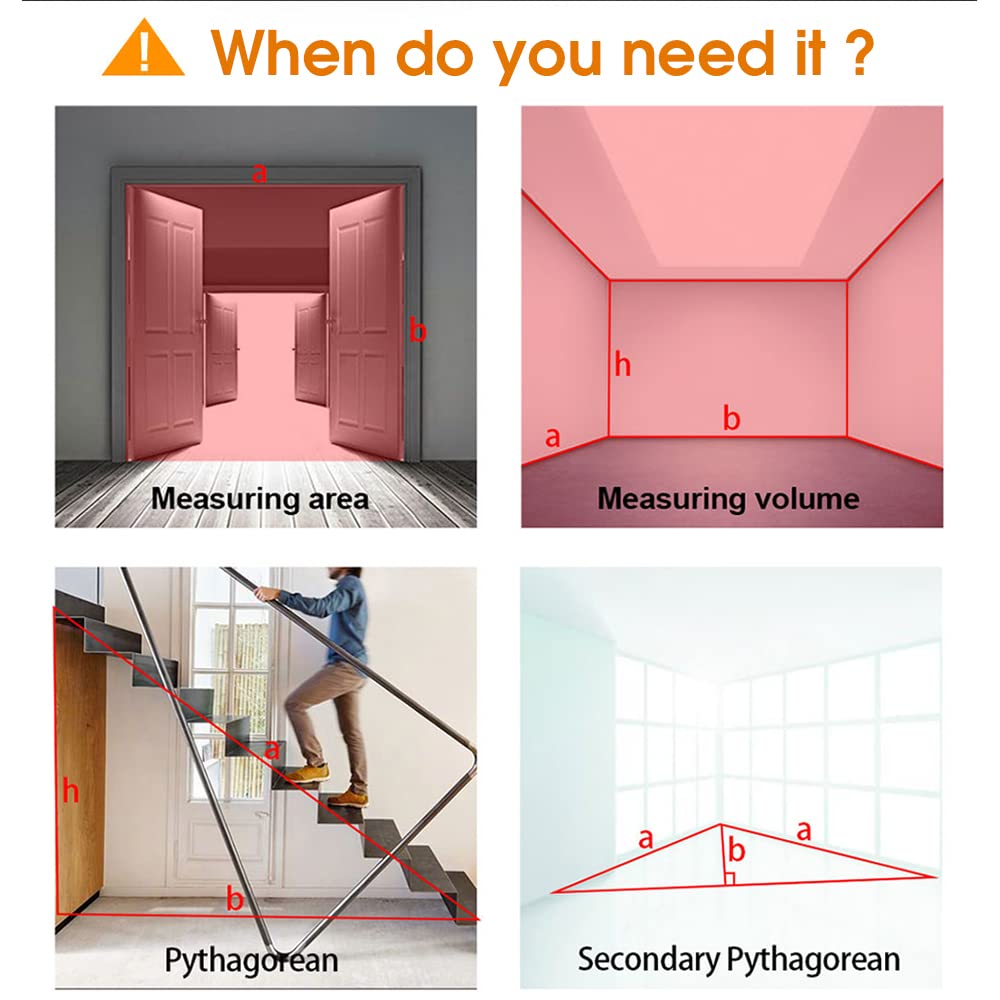 Serplex Laser Measuring Tape, 70m /229ft Laser Measure Device, ¡À 2mm Precise Digital Laser Measuring Device with Area Volume Pythagorean Calculation, LCD Backlit, Battery Powered, with Storage Pouch