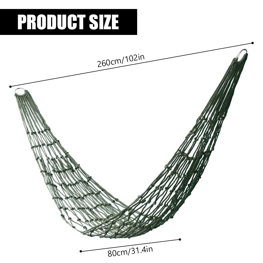 Proberos Outdoor Travel Hammock for Camping and Backyard with Metal Rings 31.4x108 in | Nylon Mesh Rope Design