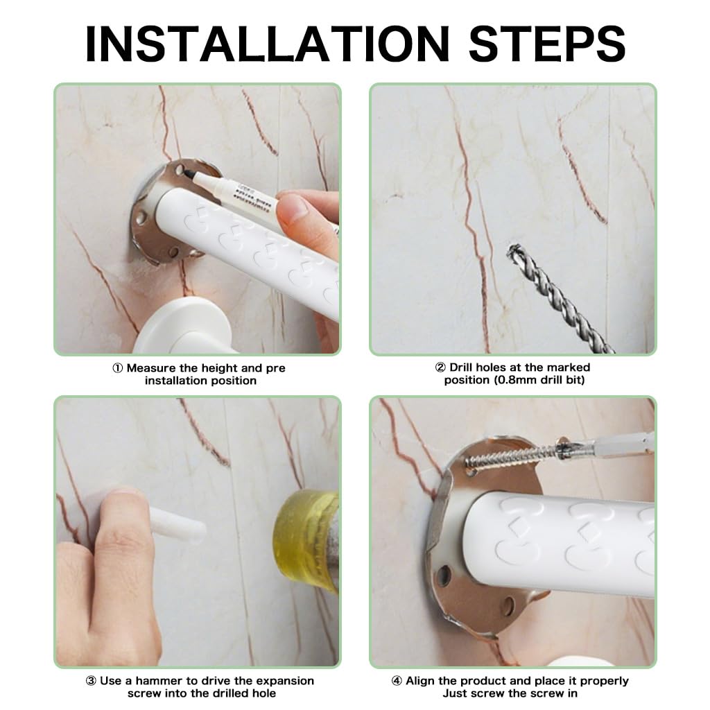 HANNEA Grab Bar for Bathroom offering 27.56 in wall mounted support with glow in the dark guide | stainless steel handle for elderly and pregnant women
