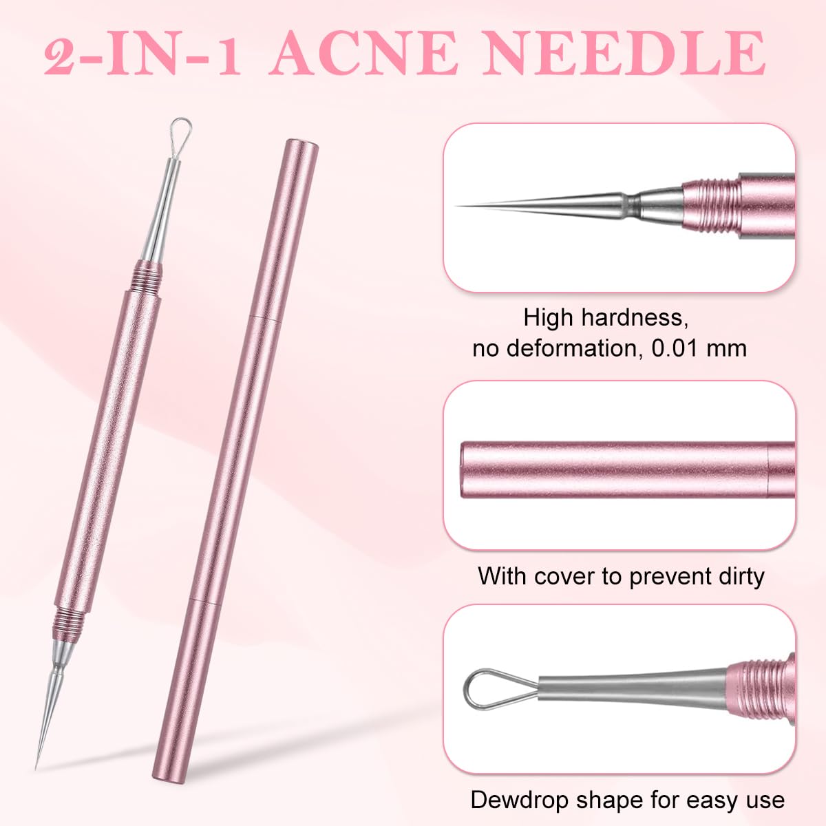 ZIBUYU Blackhead Remover Tool for Acne Extraction with Dual Head 2 in 1 Stainless Steel