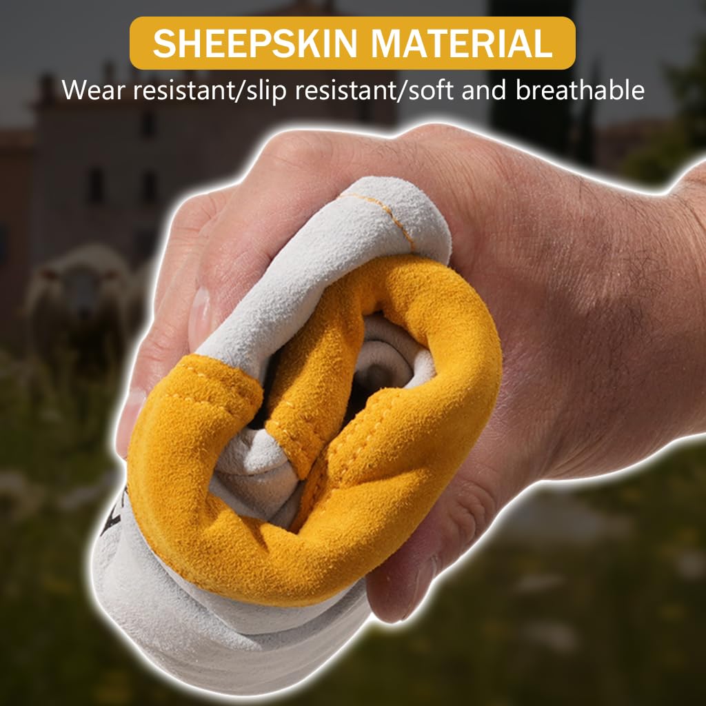 Serplex Welding Gloves for Mechanics with Reinforced Palm and 13 in Sheepskin Leather | Heat and Wear Resistant