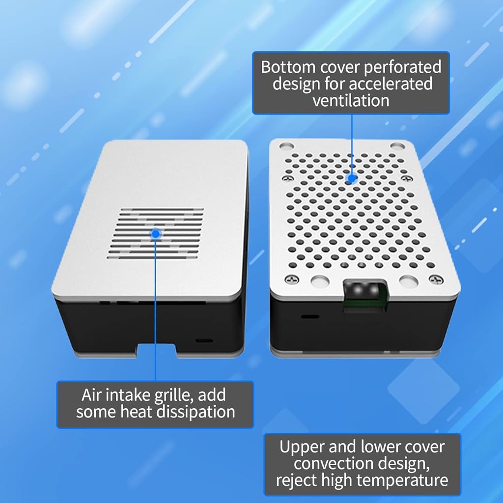 Verilux® Raspberry Pi 4 Case, Raspberry Pi 4 Passive Aluminum Alloy Case with Heat Sinks for Raspberry Pi 4 with 3510 Cooling Fan and 4 pcs Aluminum Heat Sinks for Raspberry Pi 4 Model B/Pi 4B/Pi 4