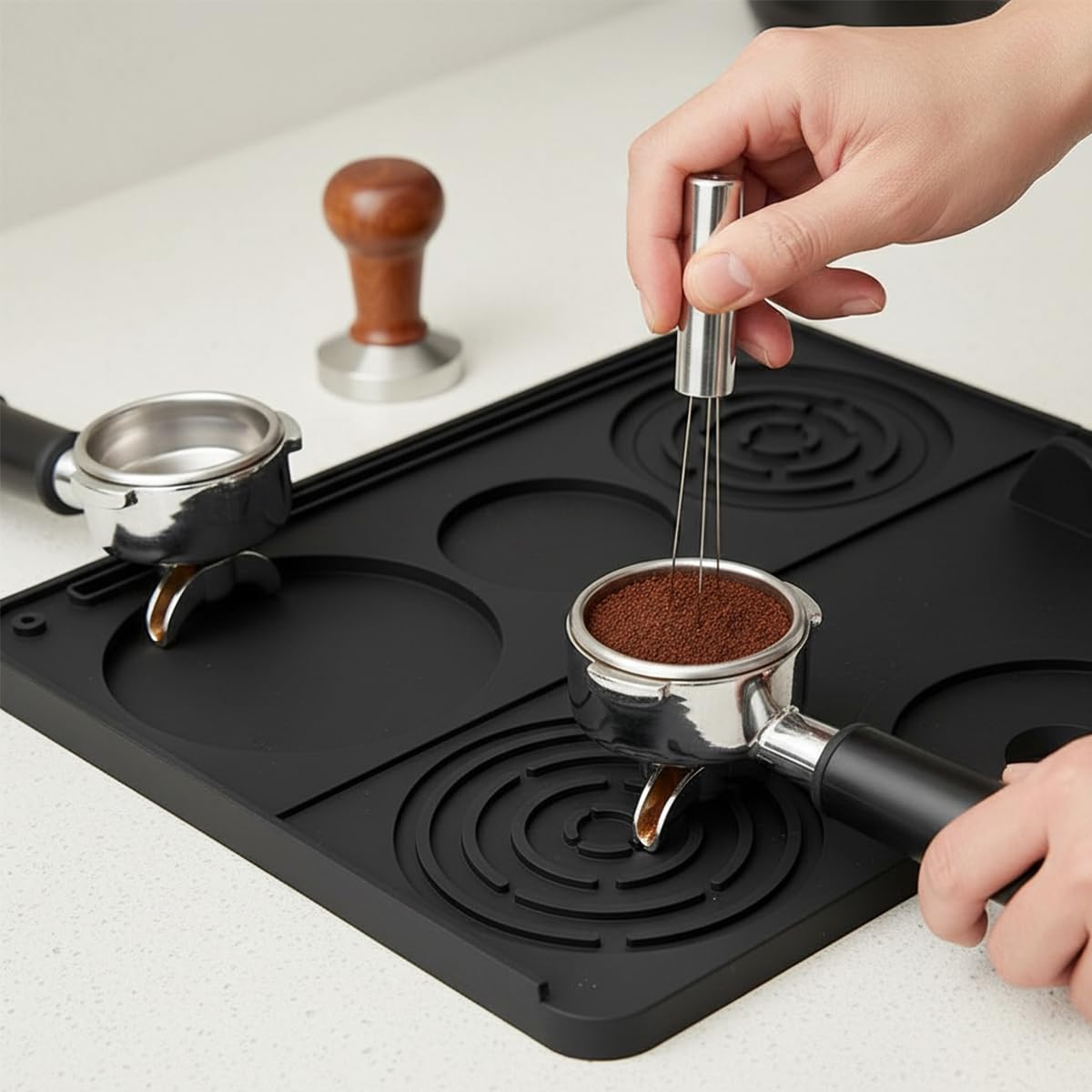 Supvox Silicone Coffee Machine Mat for Espresso and Coffee Makers 9.8x7.8 in | Non Slip Heat Resistant Countertop Protector