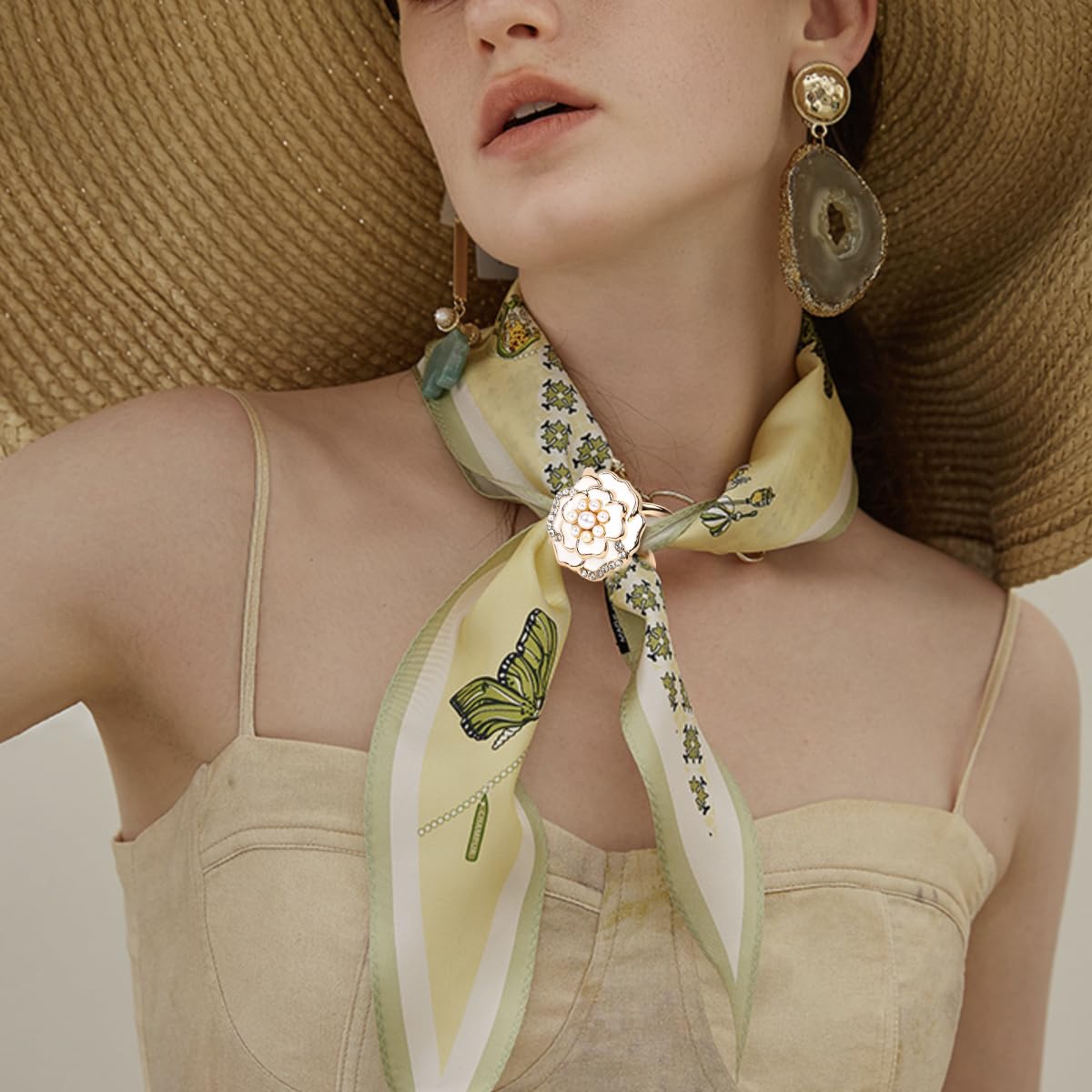 SANNIDHI Scarf Rings Buckle and Slides for Women Scarves and T Shirt Ties Clip Gold