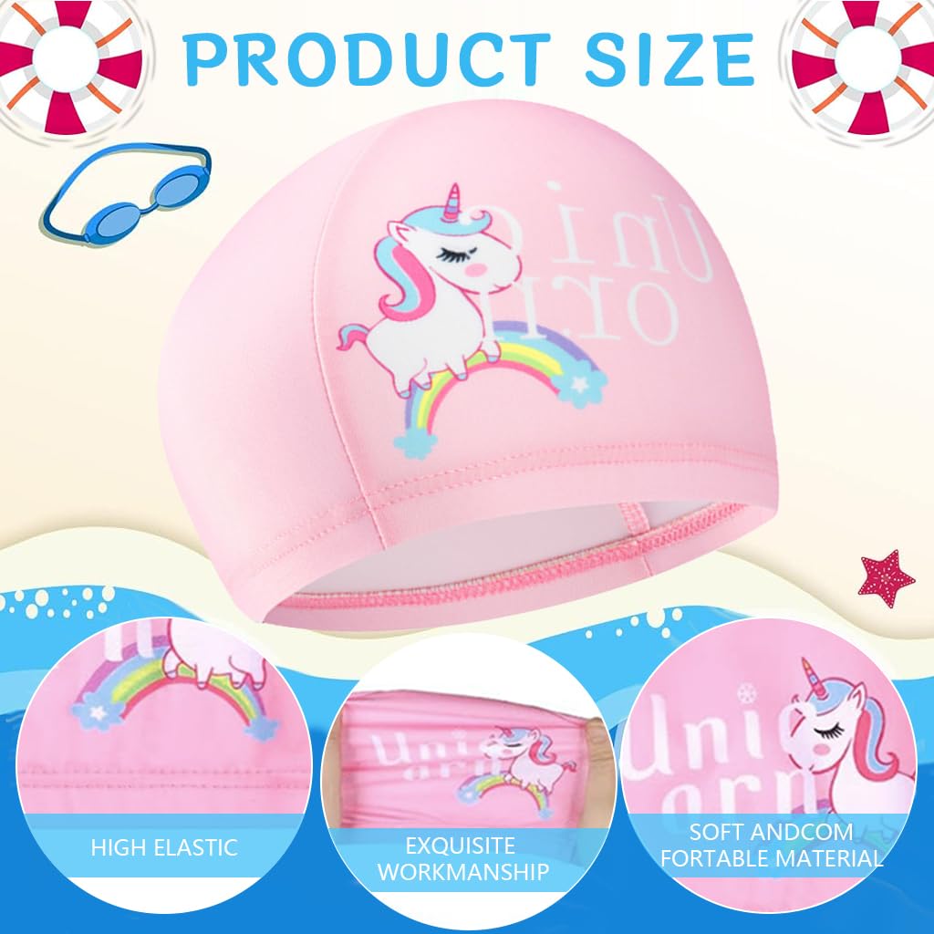 Proberos Swimming Cap for Kids with PU Coating and 23 cm Opening | Waterproof Elastic Fit