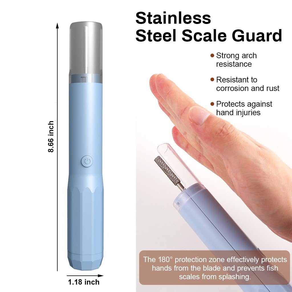 Supvox Electric Fish Scale Remover with 1500mAh Battery and Safety Shield for Home & Commercial Use
