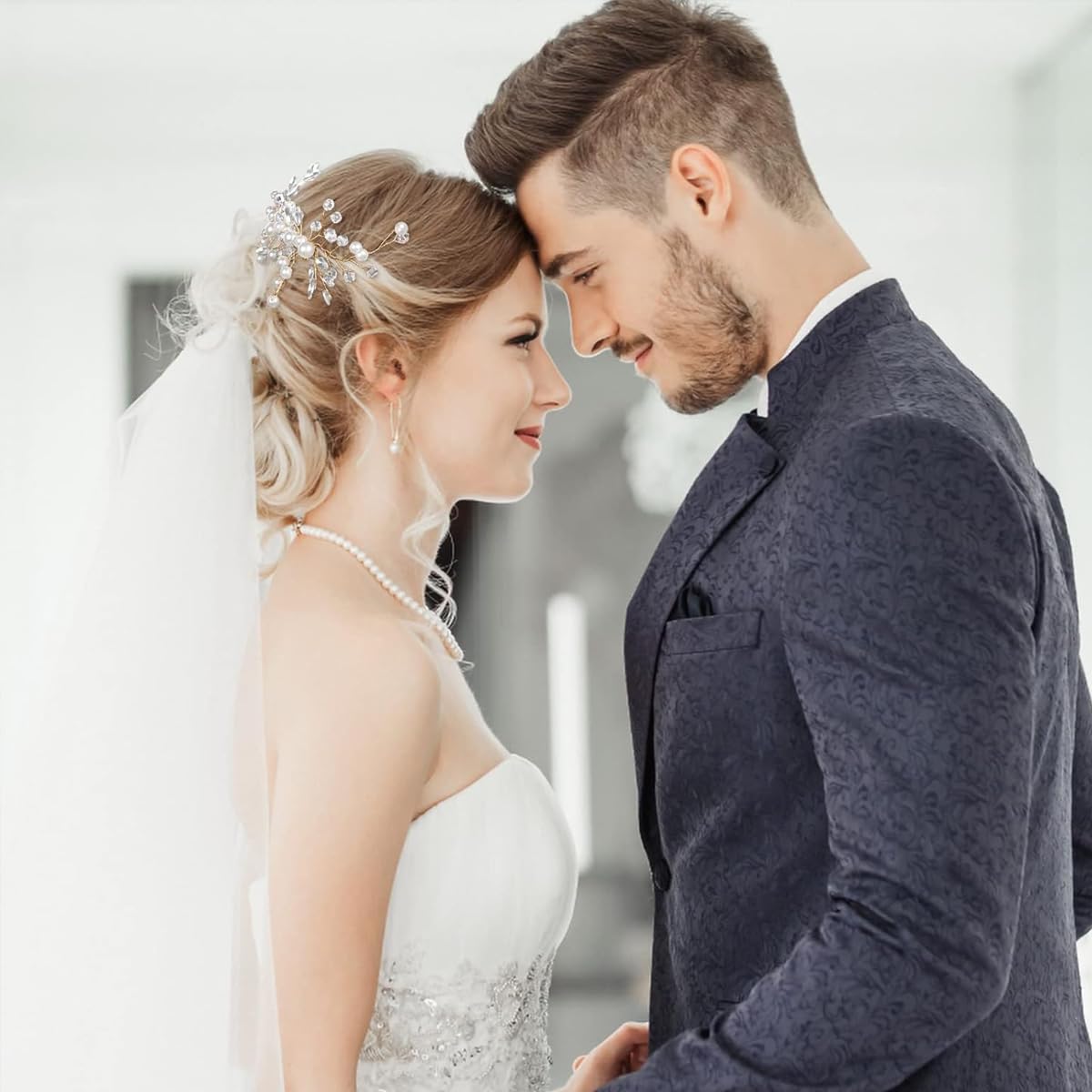 Venzina Hair Accessories for Weddings featuring 5 Floral Pearl Clips in Pink | Elegant Style