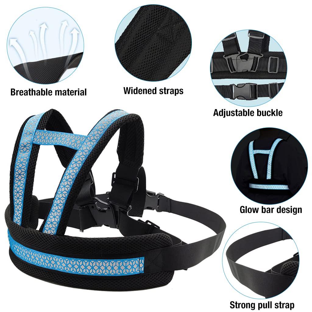 SNOWIE SOFT® Kids Safety Belt For Two Wheeler With Reflective Strips,Portable Seat Belt Children Motorcycle Harness For Motorcycle Bike,Adjustable Safety Harness For Kids Ride Strap (2-12Years),Blue