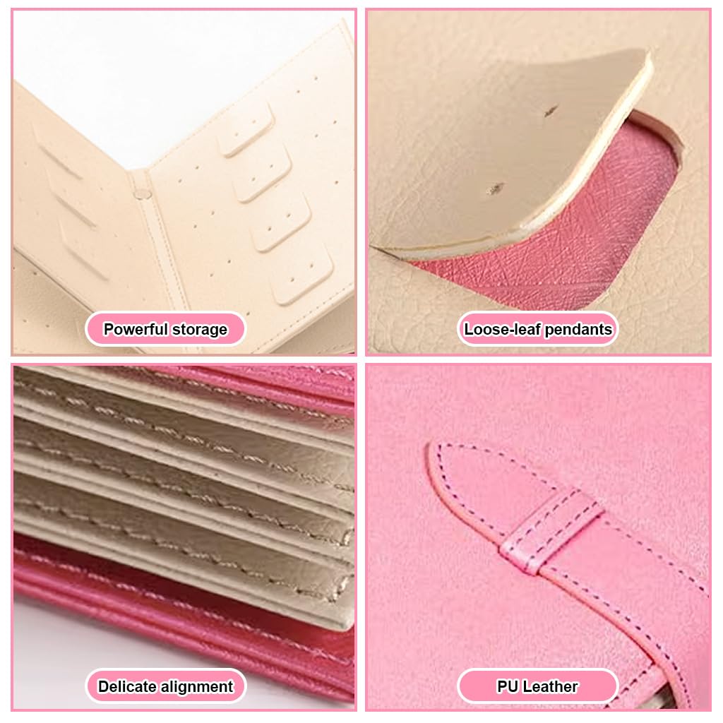MAYCREATE Earring Organizer for Travel with 42 Pair Storage and Snap Button Closure | Pink PU Leather Case for Girls