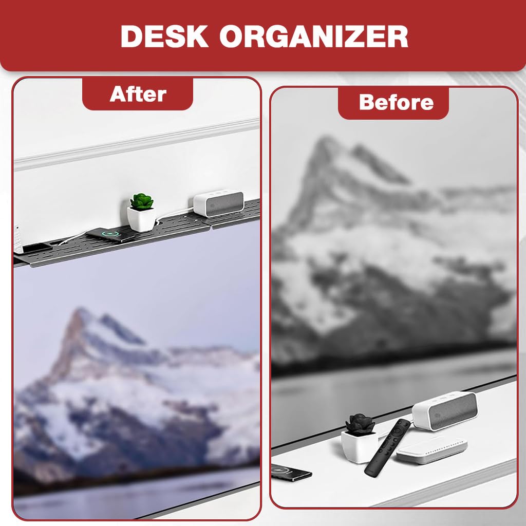 ZORBES Steel TV Top Shelf for Over Screen Storage with Foldable Design and Multi Support Feet 35.4 in | Space Saving Organizer