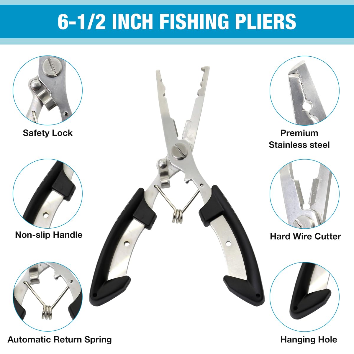 Proberos Fishing Tools Kit for Anglers with 6.5 in Plier and 7 in Lip Gripper | Stainless Steel