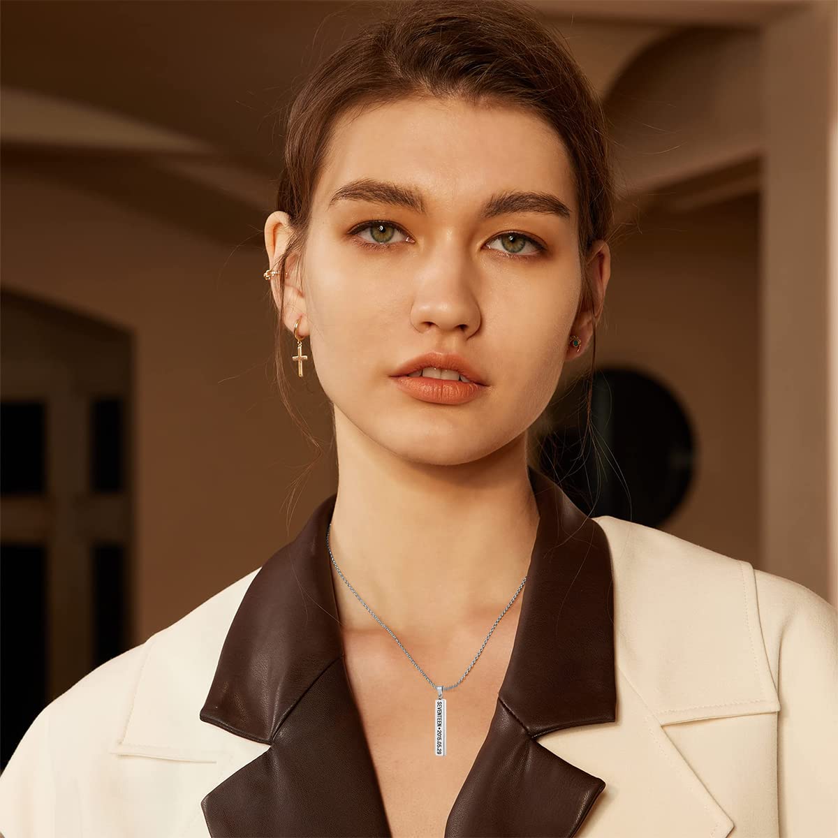 SANNIDHI KPOP Seventeen Necklace for Women Men, Titanium Steel Engraved Seventeen Merch Pendant Necklace Jewelry Gifts for Girls Boys Kpop Fans - Silver