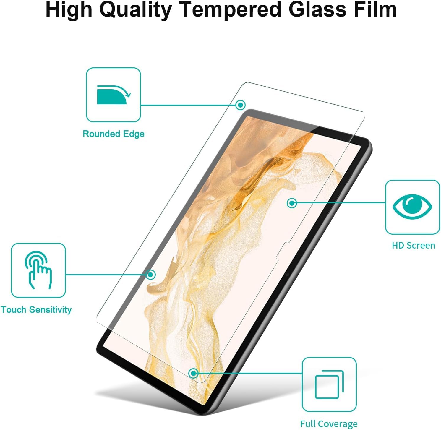 ZORBES Screen Protector for Samsung Galaxy Tab S7 Plus 12.4 inch with 9H Glass | Anti-Glare and Easy Install 2-Pack