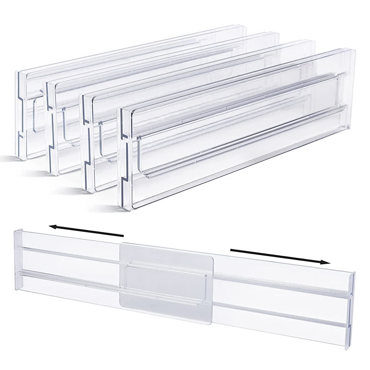 HASTHIP® Drawer Dividers Organizers 4 Pack, Adjustable 3.2