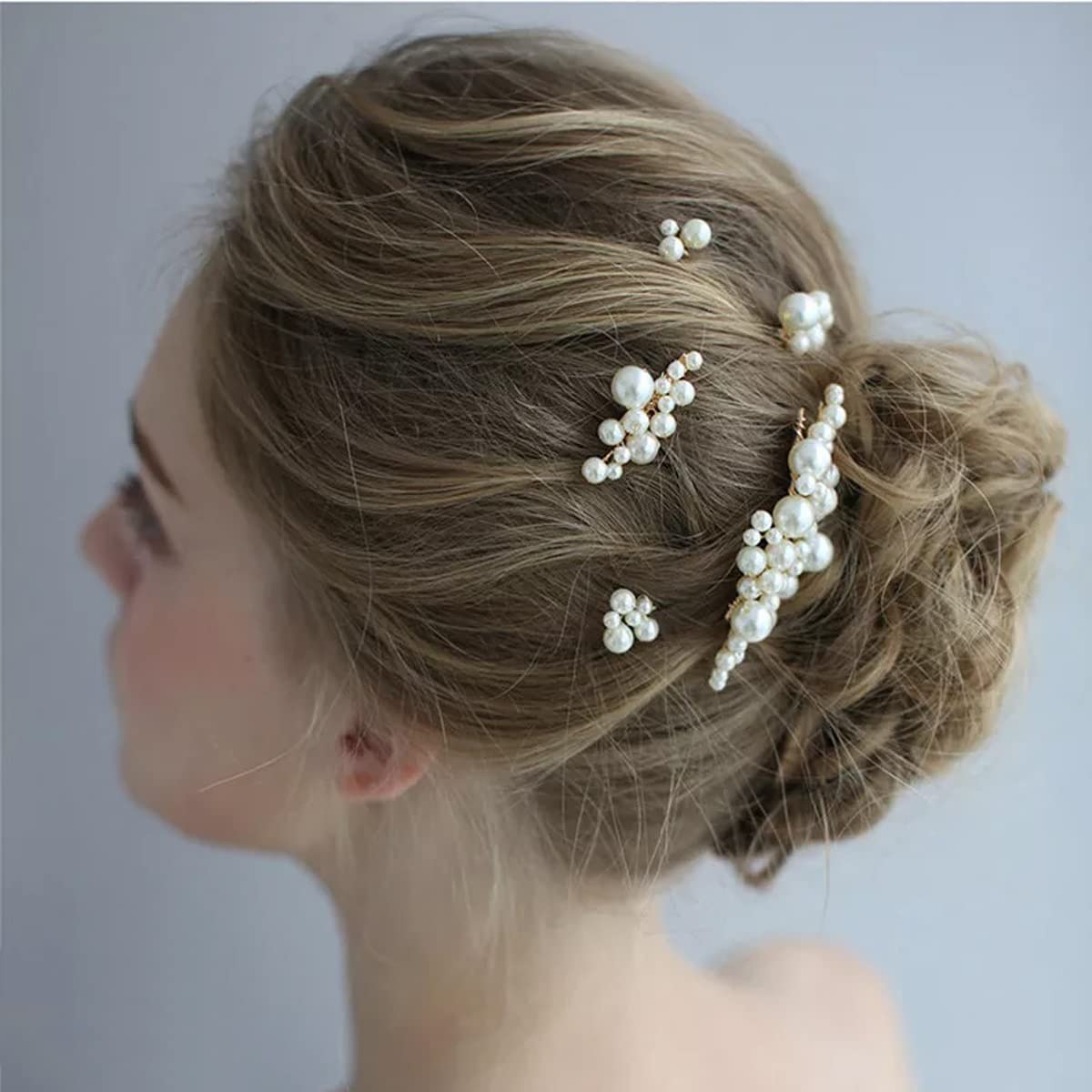 SANNIDHI Hair Accessories for Women Wedding with 15pcs Pearl Juda Pins and Comb Clips