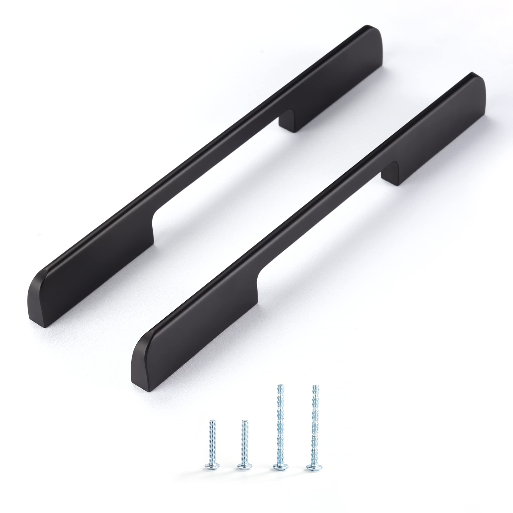 HASTHIP® 2Pcs Cabinet Pulls 12.4 inches Aluminum Alloy Drawer Bar Pulls Modern Minimalist Sleek Black Handles Pulls for Drawer, Nightstand, Bathroom Vanities, Kitchen, with Screw Kit