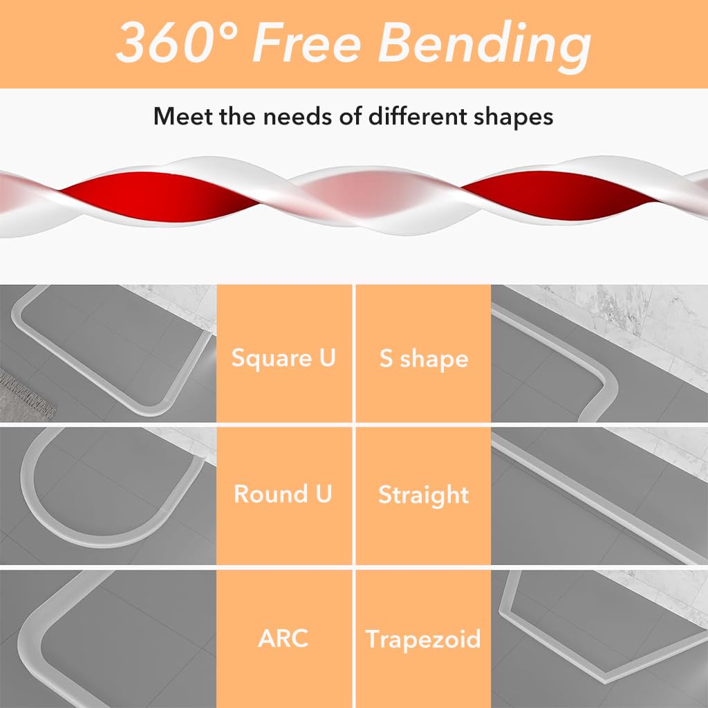 HASTHIP Shower Water Dam for Kitchen and Bathroom Featuring 59 in Flexible Self Adhesive Silicone Strip | Prevents Splash and Overflow