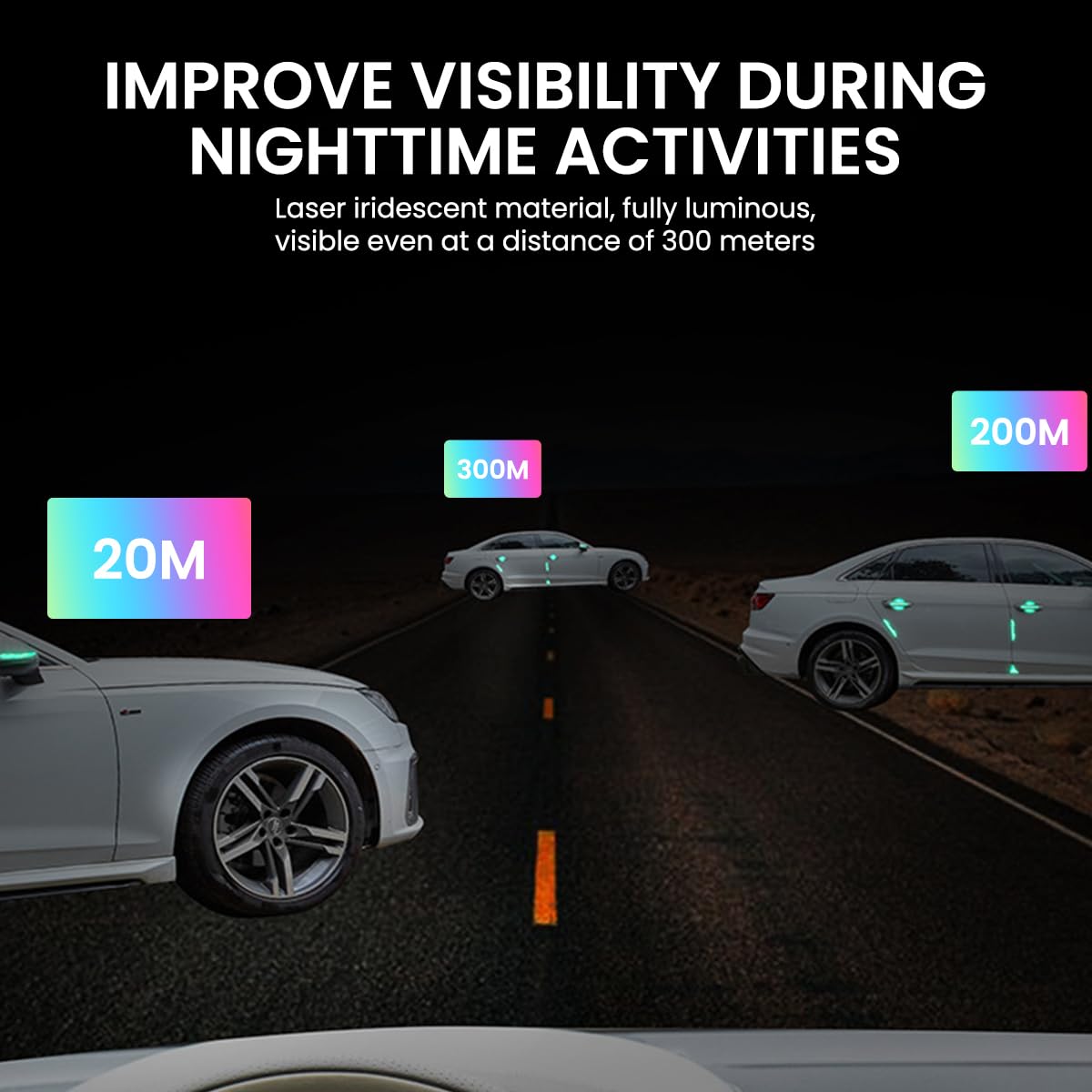 STHIRA Reflective Stickers for Cars and Bikes featuring Self-Adhesive Design 36Pcs 3x8cm | Waterproof PET High Visibility