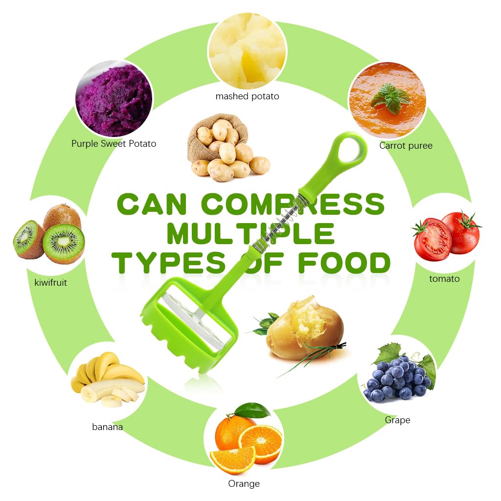 Supvox Potato Masher for Baby Food and Vegetables featuring Spring-Loaded Press | Ergonomic PP Handle and Stainless Tool