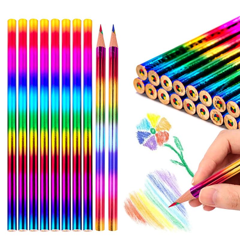 Climberty® 4-in-1 Multicolor Colour Pencil Set, 12 Premium Rainbow Shaded Pencils for Drawing, Sketching, School & Office Art Supplies, Unique Gift for Adults & Kids Artists