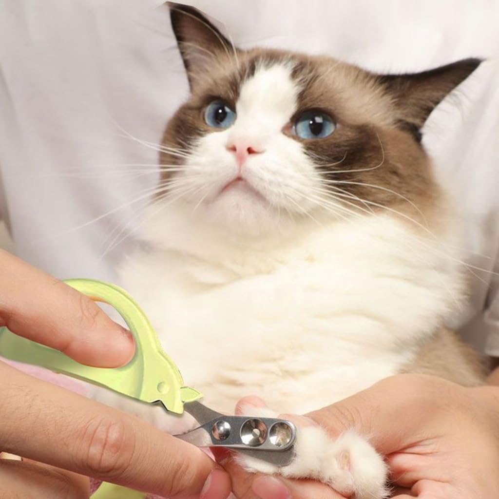 Qpets Cat Nail Clipper for Cats and Dogs with Dual Hole Design and Ergonomic Handle | Stainless Steel Blades and Built in Nail File