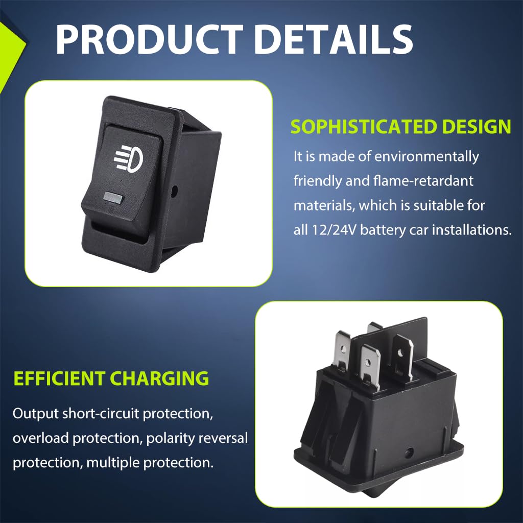 ZIBUYU Fog Light Switch for Car Lamp Modification 12V 35A with Blue LED Rocker | Universal Auto 4 Pin ON Off