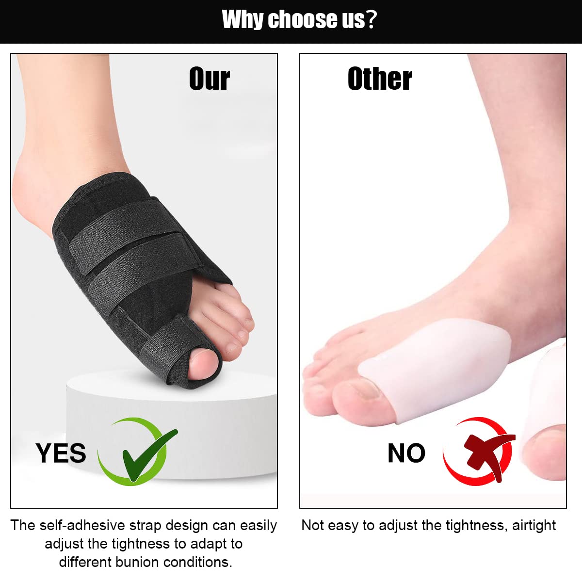HANNEA Bunion Corrector, Hallux Valgus Splint, Bunion Splints and bunion Toe corrector, Bunion Correction Toe Separator With Support for Men and Women