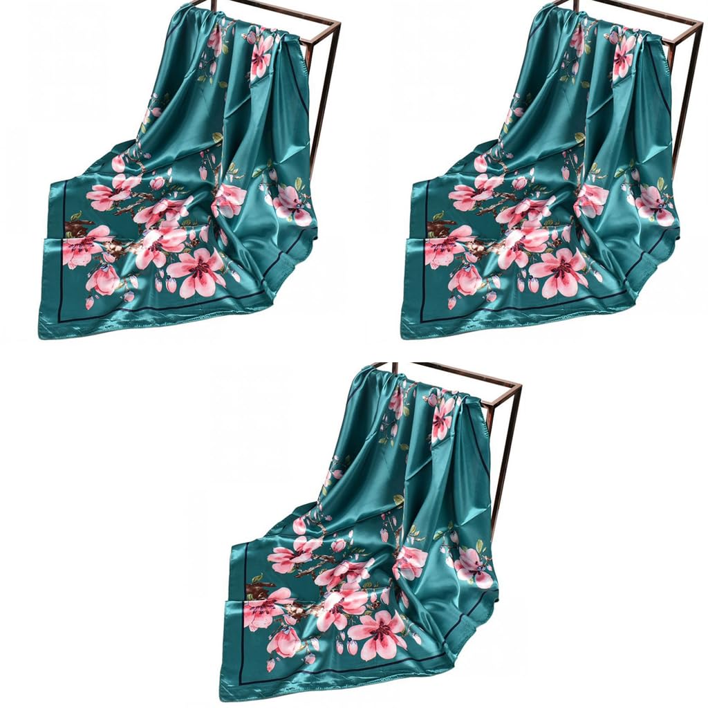 PALAY Head Scarf for Women featuring Satin Silk‑feel Polyester Fabric 35in Square 3PCS Set