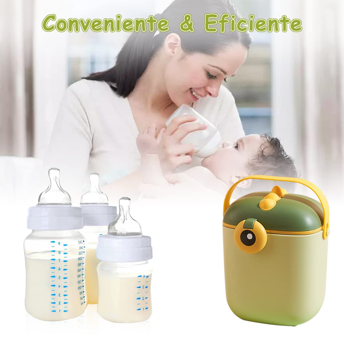 SNOWIE SOFT® 550Ml Baby Formula Dispenser With Scoop&Leveller,Foodgrade Pp Double Layer Anti-Leak Milk Powder Dispenser Container,Baby Snack Storage Container For Outdoor Travel Home,Bpa Free,Green