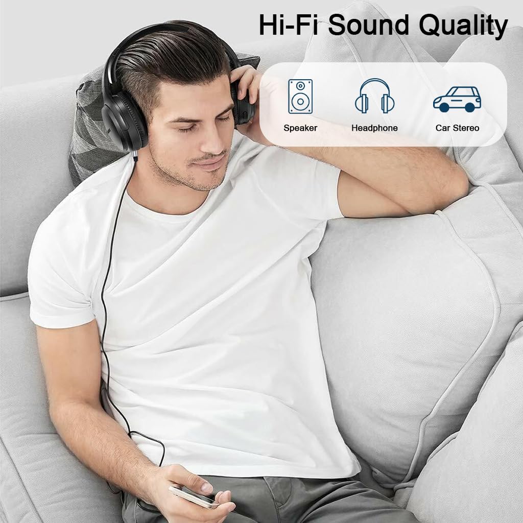 Verilux Type C to 3.5mm Audio Cable for Car and Headphones 6.6ft with DAC Chip | Nylon Braided