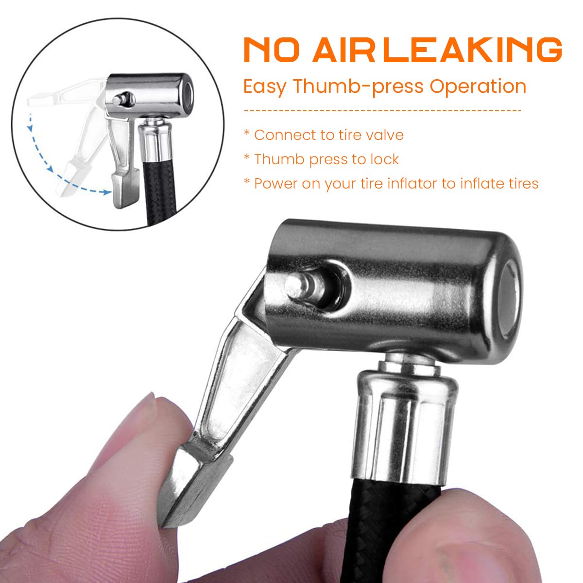 STHIRA Tyre Inflator Extension Hose for Car and Bike with Deflation Valve | 9.8 in Rubber Quick Connect Adapter