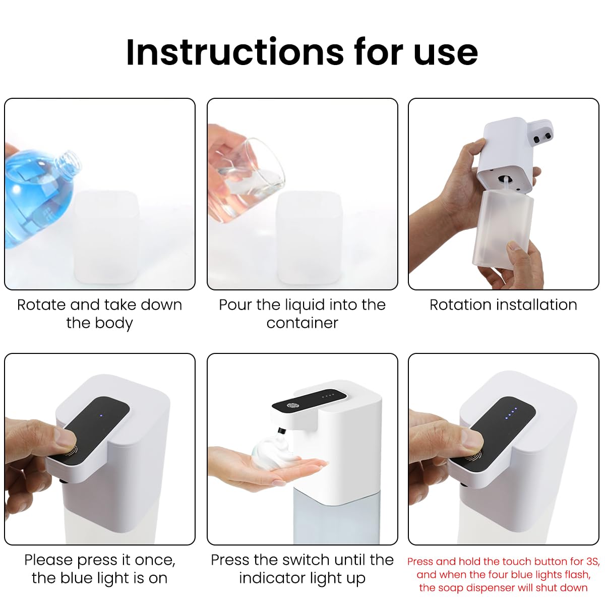 HANNEA® Automatic Soap Dispenser No-Touch Automatic Soap Dispenser Fine Foam Dispenser 13.5oz/400ml Hand Wash Soap Foamer Handwash Dispenser for Kitchen Bathroom Office Public Area