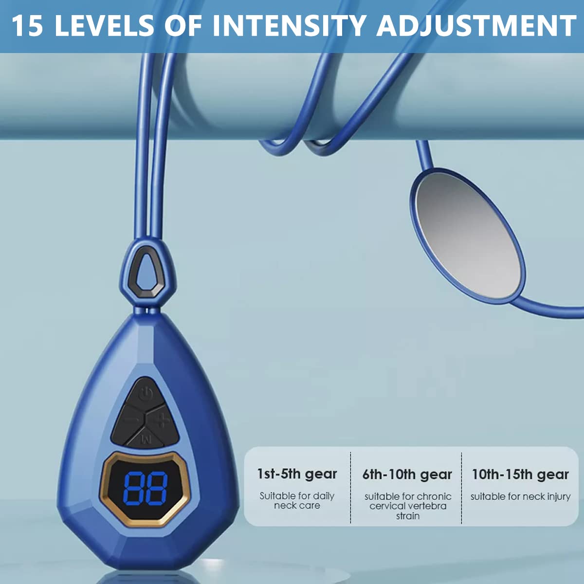 HANNEA EMS Electric Neck Massager for Home and Travel with Heat Therapy & 5 Modes | 15 Level Adjustable Pulse Relief