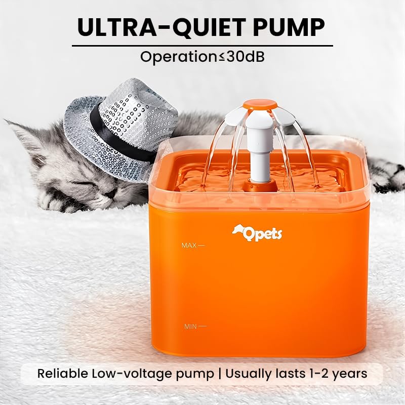 ZIBUYU Cat Water Fountain with 2L Capacity and 3 Spray Modes featuring LED Light | Quiet Electric Pet Drinking Dispenser