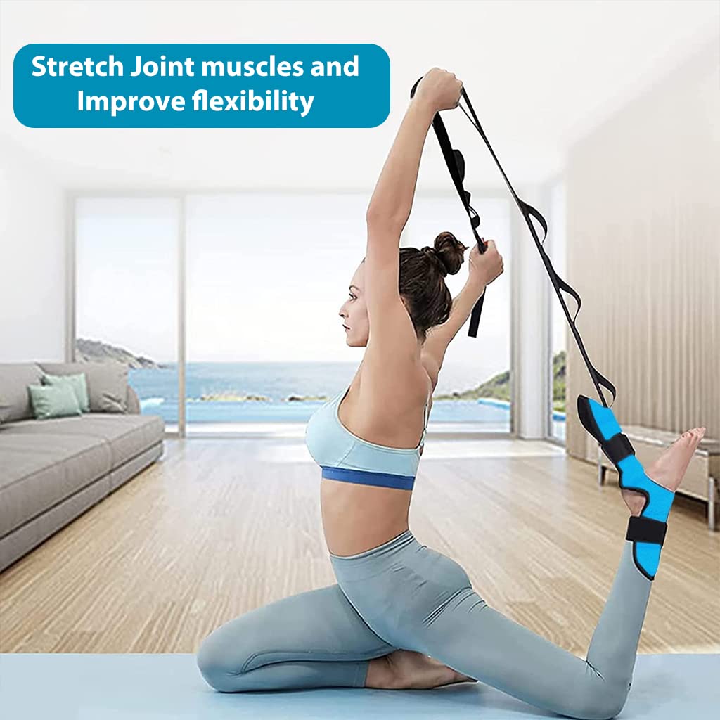 Proberos Yoga Belt for Stretching and Rehabilitation featuring 5 Loops Design | Blue Strap