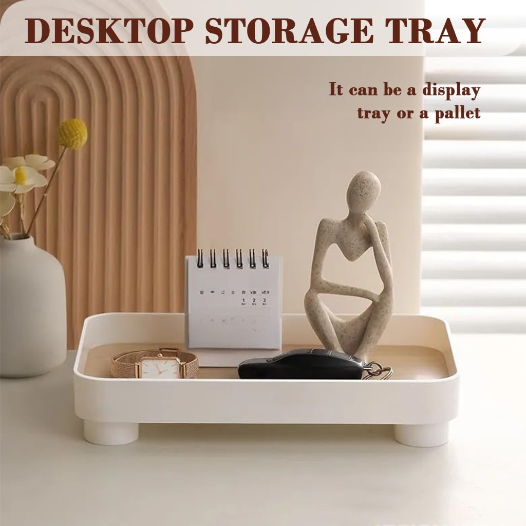 Supvox Bathroom Tray for Toiletries featuring Elevated Feet and 24x15x4.5cm Wooden Base | Modern Countertop Organizer