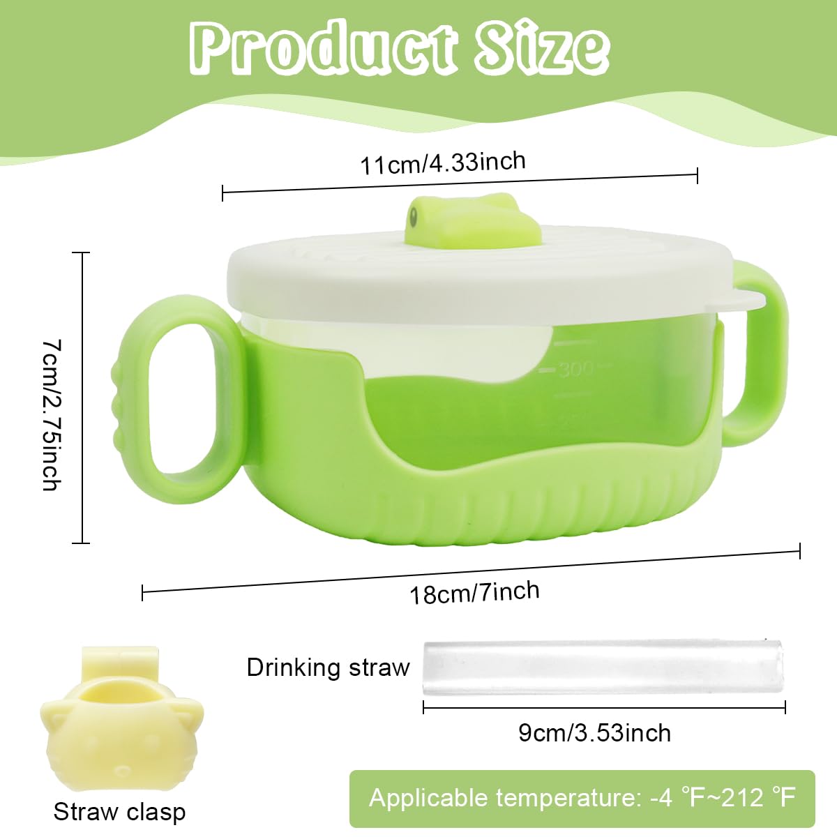SNOWIE SOFT Baby Sipper Bowl for Feeding with 400ml Capacity and Clip-on Straw | Green PP