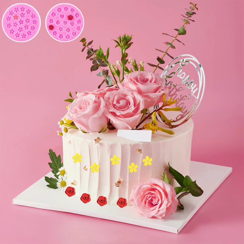 ZIBUYU Silicone Flower Molds for Cakes and Dessert Decorations | Reusable Baking Tools