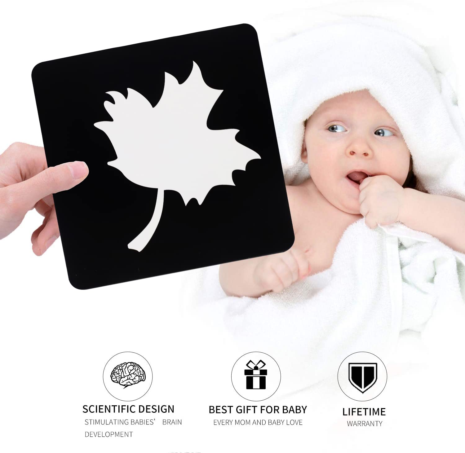 SNOWIE SOFT Flash Cards for Baby Visual Development with 20 Sheets 40 Patterns | 6.6 x 6.6 in High Contrast Cognitive Toy