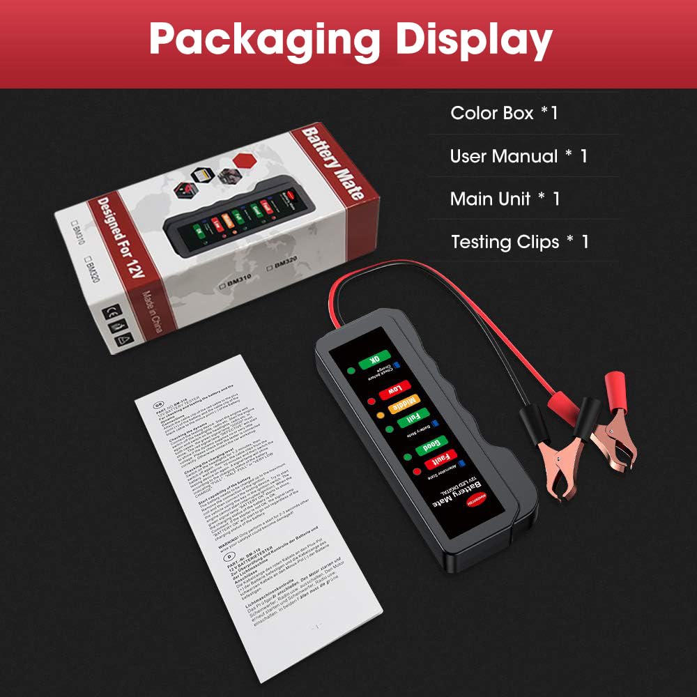 STHIRA 12V Car Battery Tester for Vehicles with LED Indicator and Reverse Protection | Alternator and Battery Health Analyzer