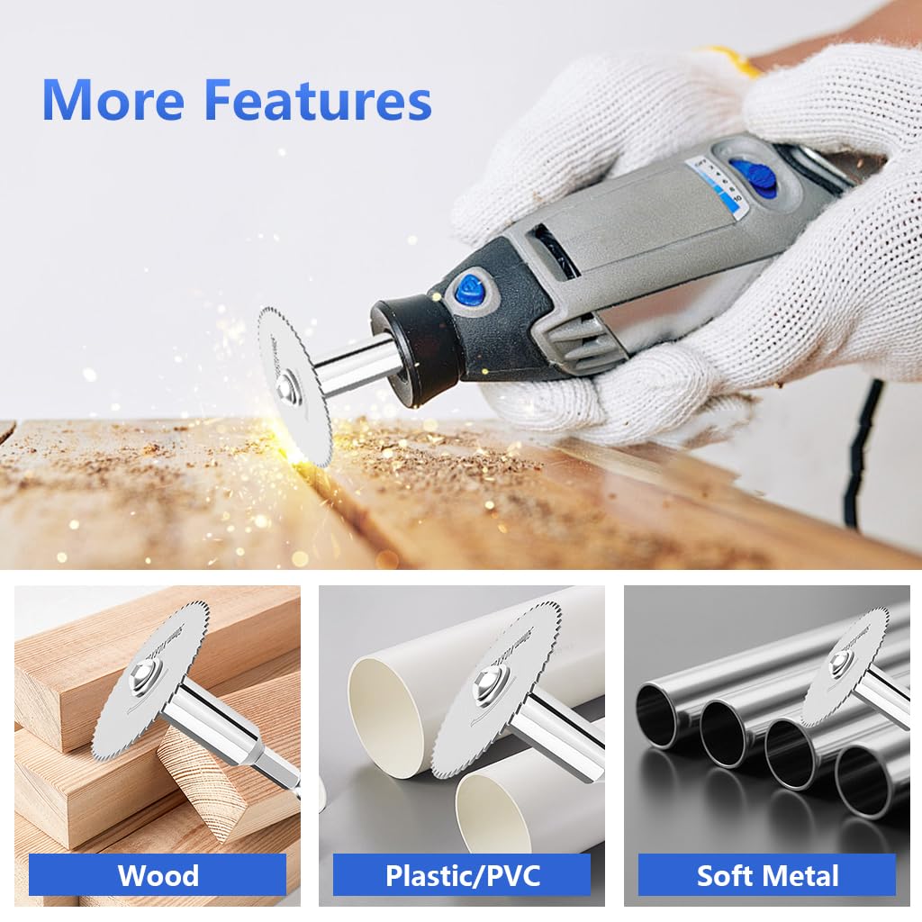 Serplex Rotary Drill Saw Blade Kit for Wood and Metal Cutting with 6 Mini Blades & Hex Shank